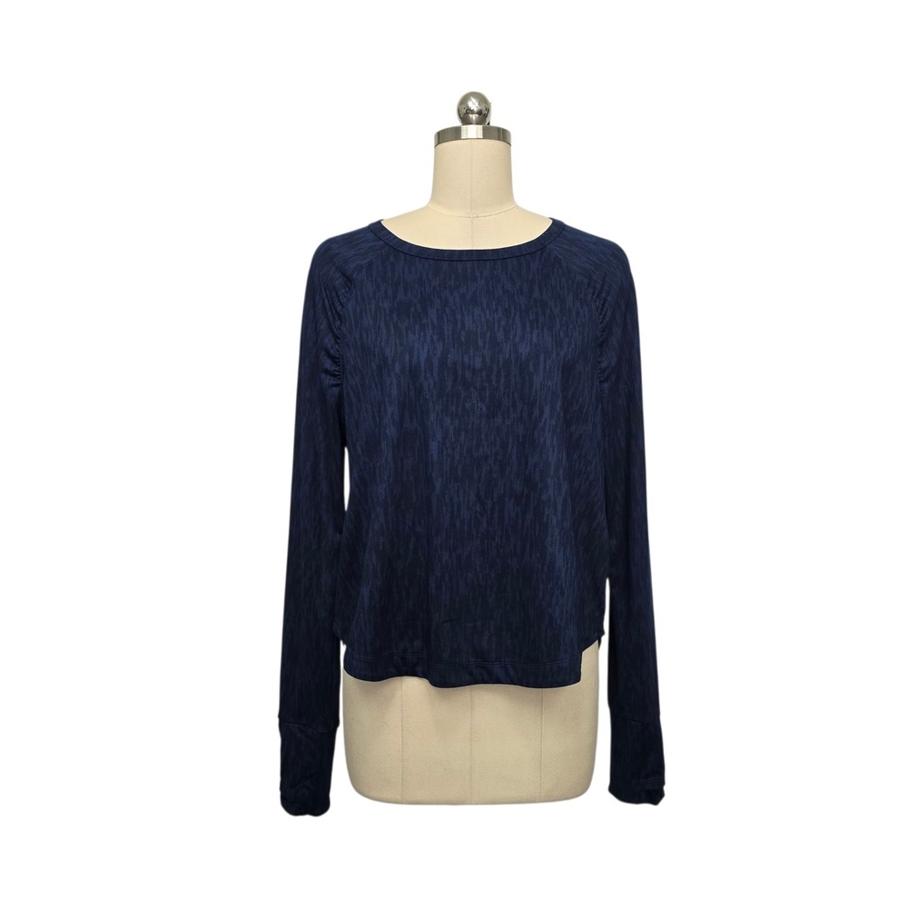 Title‎ Nine Womens Navy Blue Space Dye Long Sleeve Active Top Thumbholes Size L